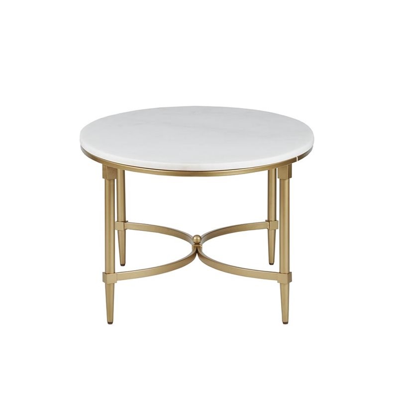Madison Park Signature Bordeaux Metal and Marble Coffee Table in White/Gold