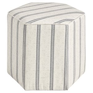 Martha Stewart Ellen Polyester Fabric and Wood Accent Ottoman in Natural