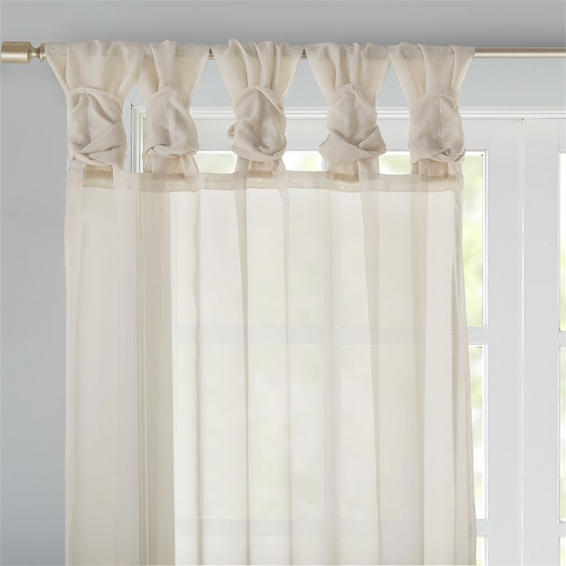 Madison Park Ceres Polyester Fabric Twisted Tab Poly Voile Window Pair in Ivory