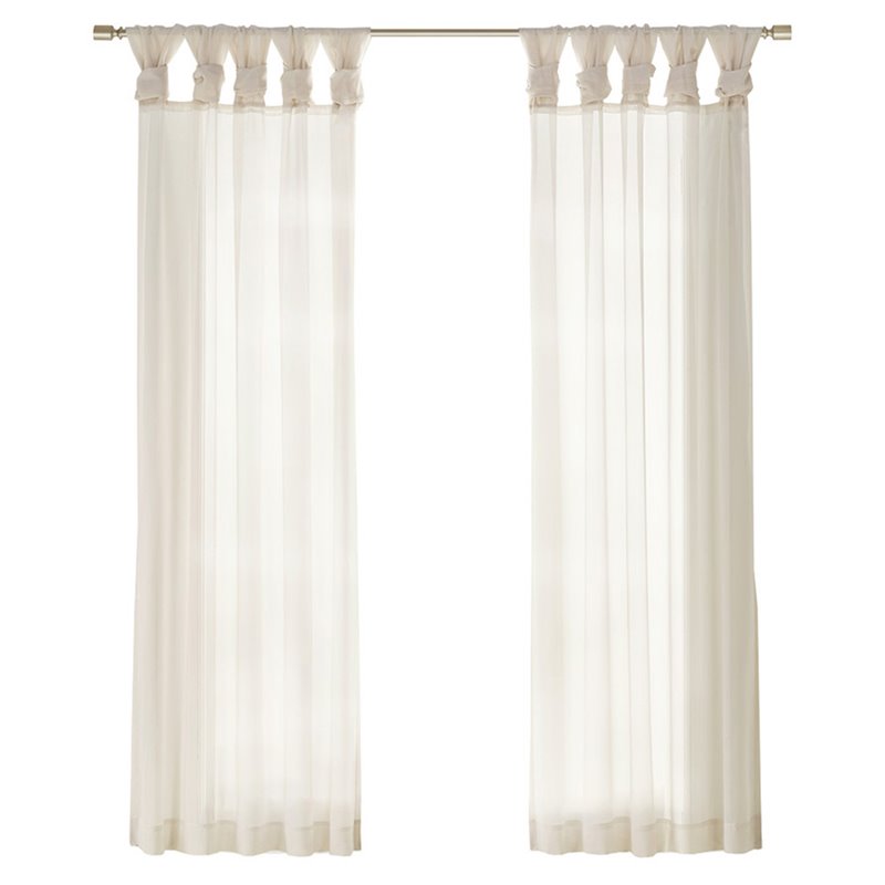 Madison Park Ceres Polyester Fabric Twisted Tab Poly Voile Window Pair in Ivory