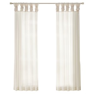 Madison Park Ceres Polyester Fabric Twisted Tab Poly Voile Window Pair in Ivory