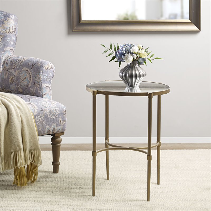 Martha Stewart Bedford Metal and Tempered Glass Accent Table in Antique Bronze