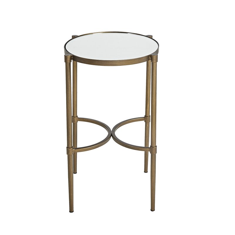 Martha Stewart Bedford Metal and Tempered Glass Accent Table in Antique Bronze