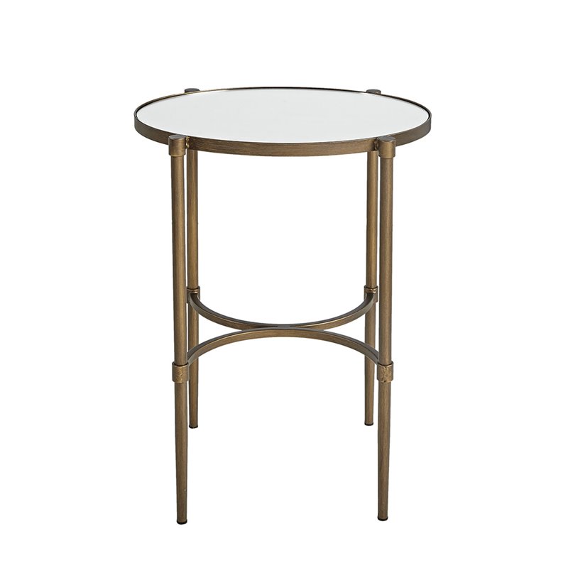 Martha Stewart Bedford Metal and Tempered Glass Accent Table in Antique Bronze