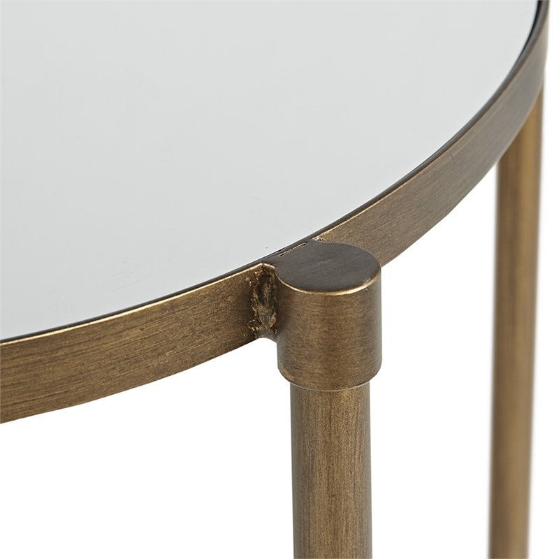Martha Stewart Bedford Metal and Tempered Glass Accent Table in Antique Bronze