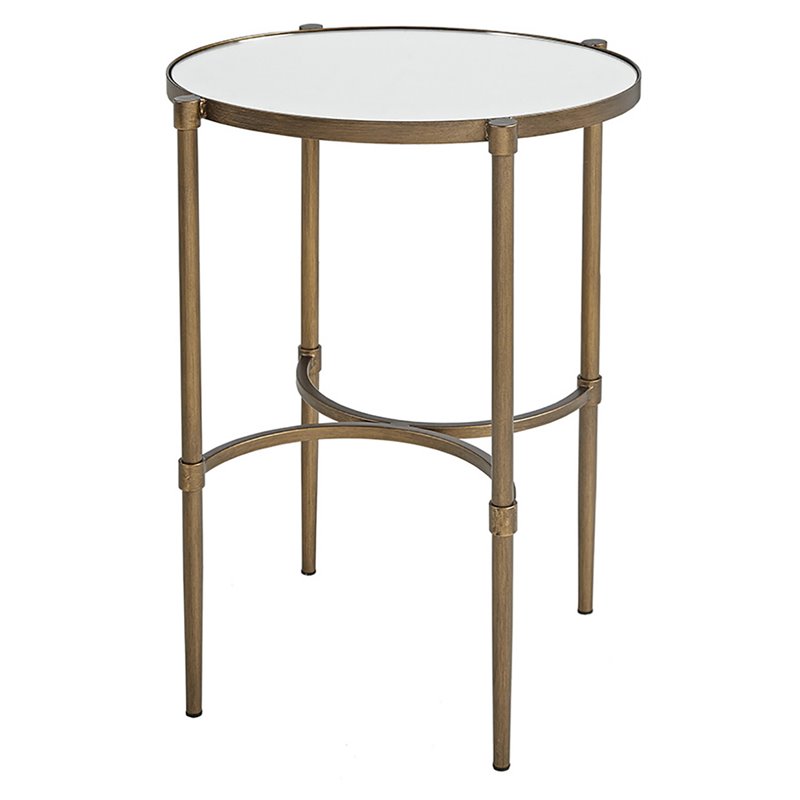 Martha Stewart Bedford Metal and Tempered Glass Accent Table in Antique Bronze