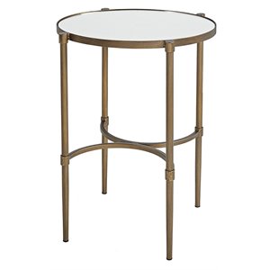 Martha Stewart Bedford Metal and Tempered Glass Accent Table in Antique Bronze