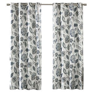 SunSmart Camille Polyester Printed Room Darkening Window Panel in Aqua Blue