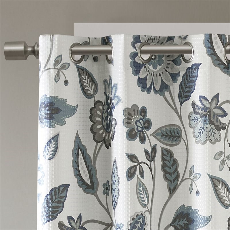 SunSmart Camille Polyester Printed Room Darkening Window Panel in Aqua Blue