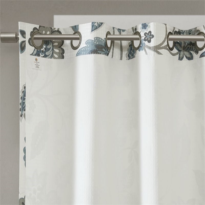 SunSmart Camille Polyester Printed Room Darkening Window Panel in Aqua Blue