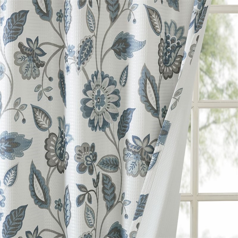 SunSmart Camille Polyester Printed Room Darkening Window Panel in Aqua Blue