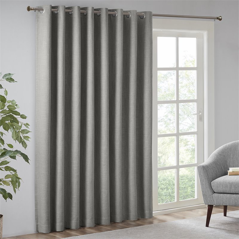 SunSmart Maya Polyester Fabric Heathered Window Panel in Gray