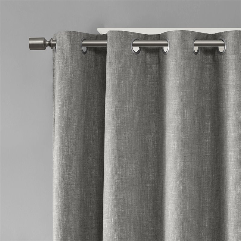SunSmart Maya Polyester Fabric Heathered Window Panel in Gray