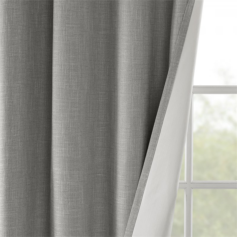 SunSmart Maya Polyester Fabric Heathered Window Panel in Gray