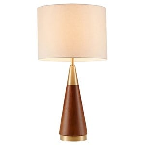 INK+IVY Modern Rubber Wood and Metal Table Lamp in Espresso/Gold