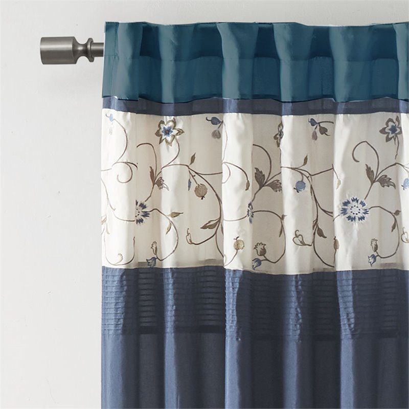 Madison Park Serene Polyester Fabric Window Panel with Lining in Navy