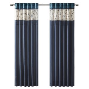 Madison Park Serene Polyester Fabric Window Panel with Lining in Navy