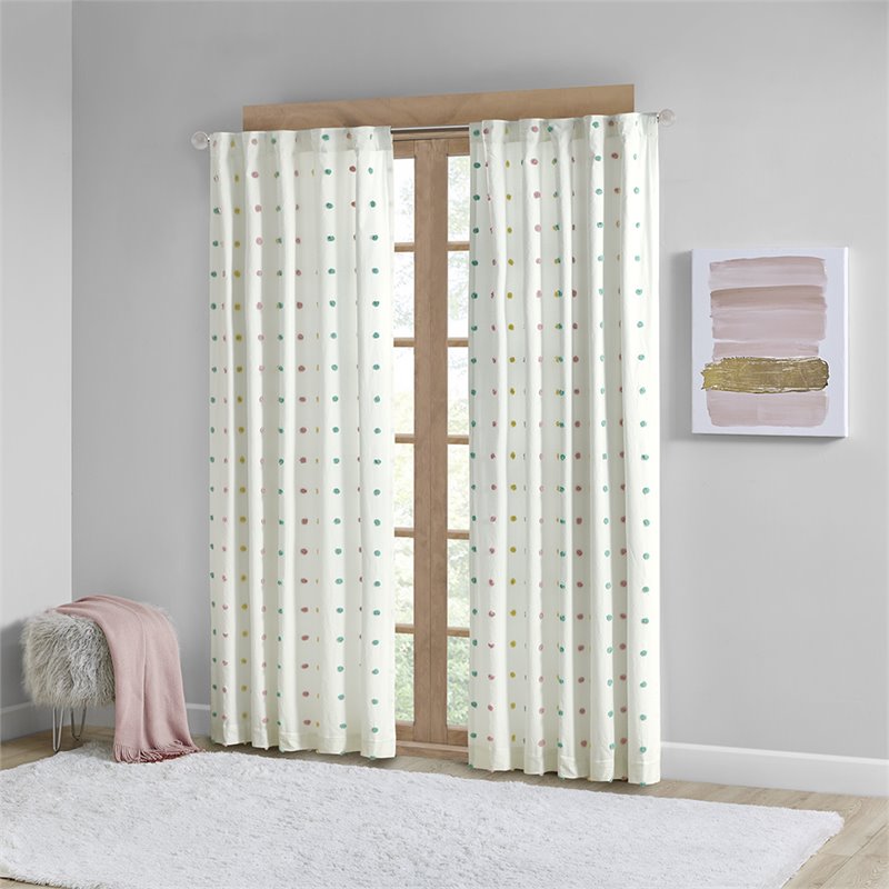 Intelligent Design Callie Cotton Jacquard Window Panel with Lining in White