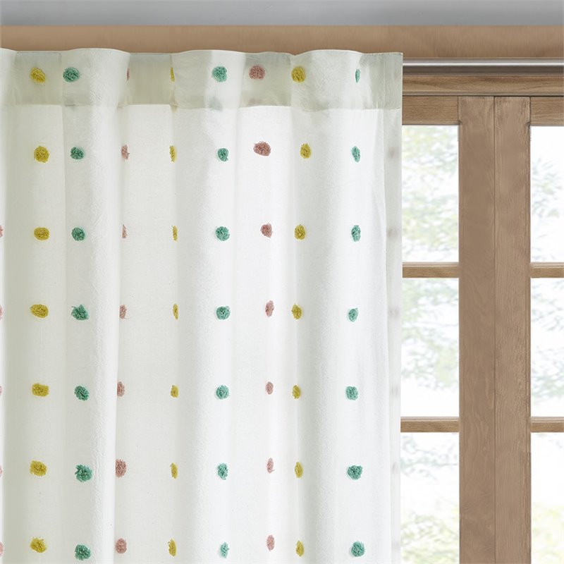 Intelligent Design Callie Cotton Jacquard Window Panel with Lining in White