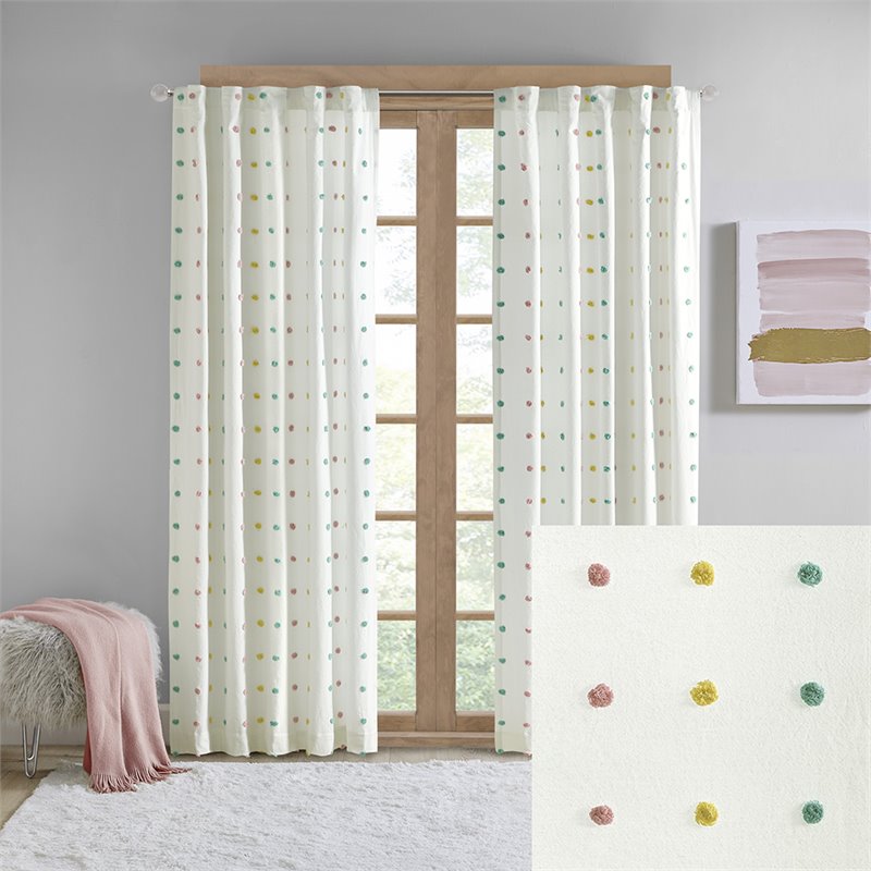 Intelligent Design Callie Cotton Jacquard Window Panel with Lining in White