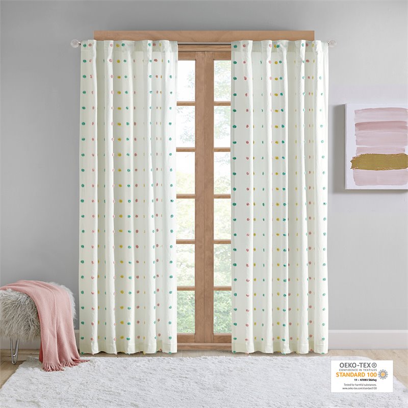 Intelligent Design Callie Cotton Jacquard Window Panel with Lining in White