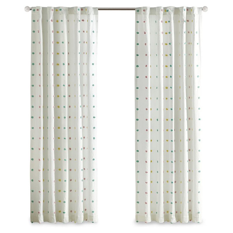 Intelligent Design Callie Cotton Jacquard Window Panel with Lining in White