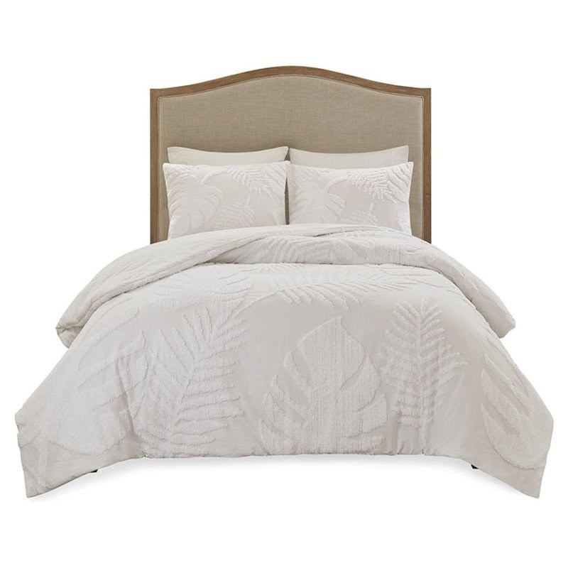 Madison Park Bahari Cotton Chenille Palm Comforter Set in Off White