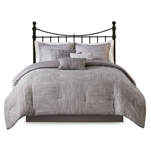 Madison Park Walter 7-Piece Polyester Printed Seersucker Comforter Set in Gray