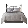 Madison Park Walter 7-Piece Polyester Printed Seersucker Comforter Set in Gray