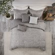 Madison Park Walter 7-Piece Polyester Printed Seersucker Comforter Set in Gray