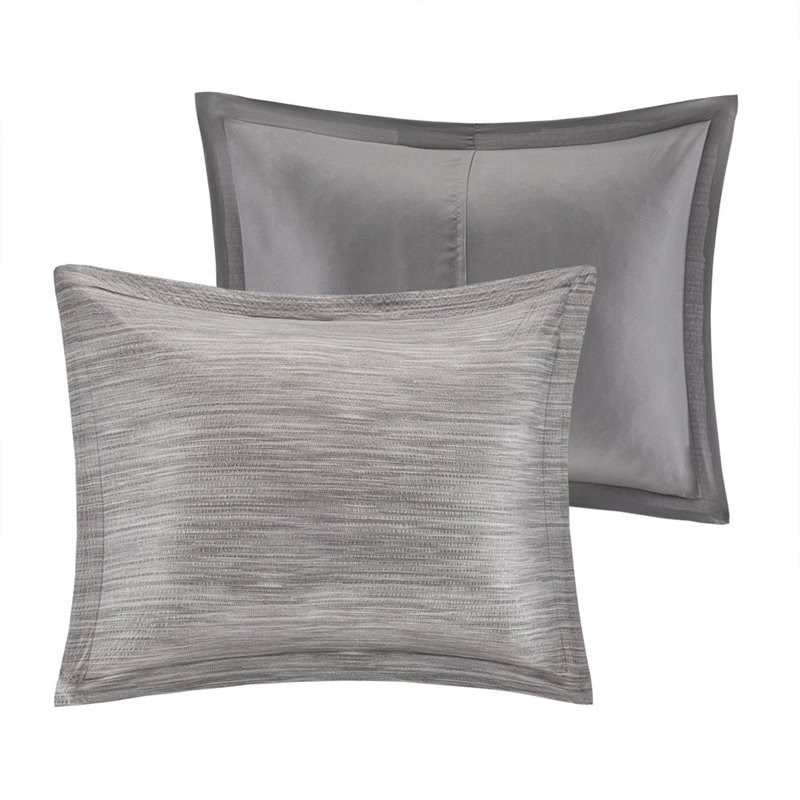 Madison Park Walter 7-Piece Polyester Printed Seersucker Comforter Set in Gray
