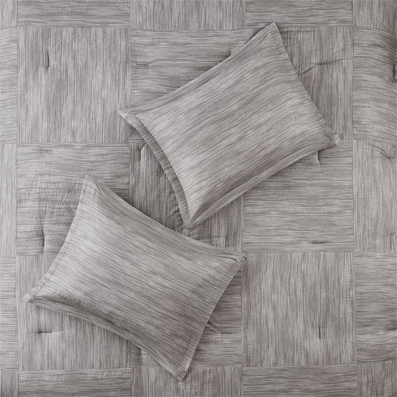 Madison Park Walter 7-Piece Polyester Printed Seersucker Comforter Set in Gray