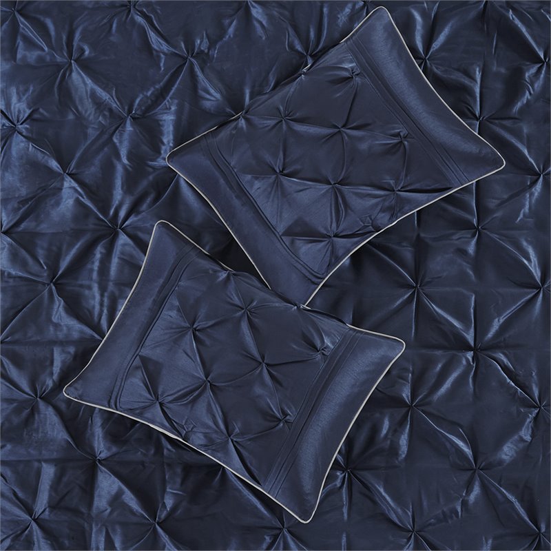 Madison Park Laurel 7-Piece 100 Percent Polyester Polyoni Comforter Set in Navy