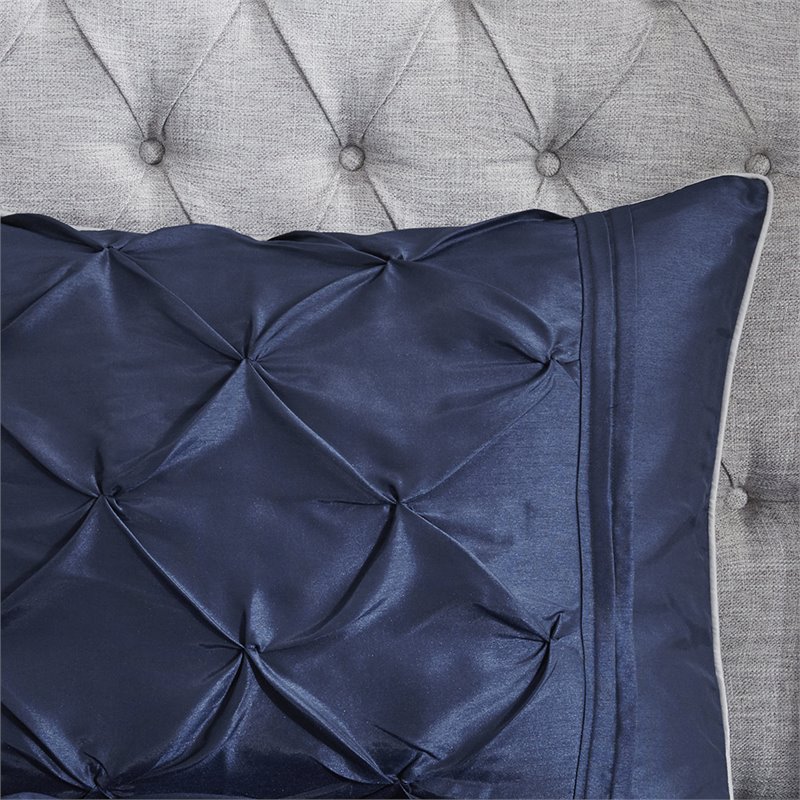 Madison Park Laurel 7-Piece 100 Percent Polyester Polyoni Comforter Set in Navy
