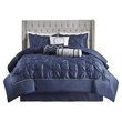 Madison Park Laurel 7-Piece 100 Percent Polyester Polyoni Comforter Set in Navy