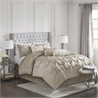 Madison Park Laurel 7-Piece 100 Percent Polyester Polyoni Set w/ Pleats in Beige