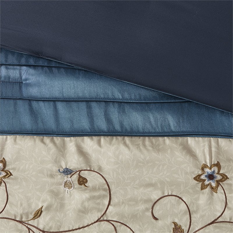 Madison Park Serene 7-Piece 100 Percent Polyester Polyoni Comforter Set in Navy