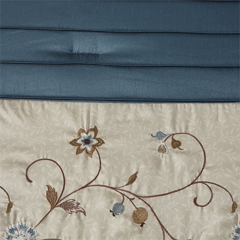 Madison Park Serene 7-Piece 100 Percent Polyester Polyoni Comforter Set in Navy