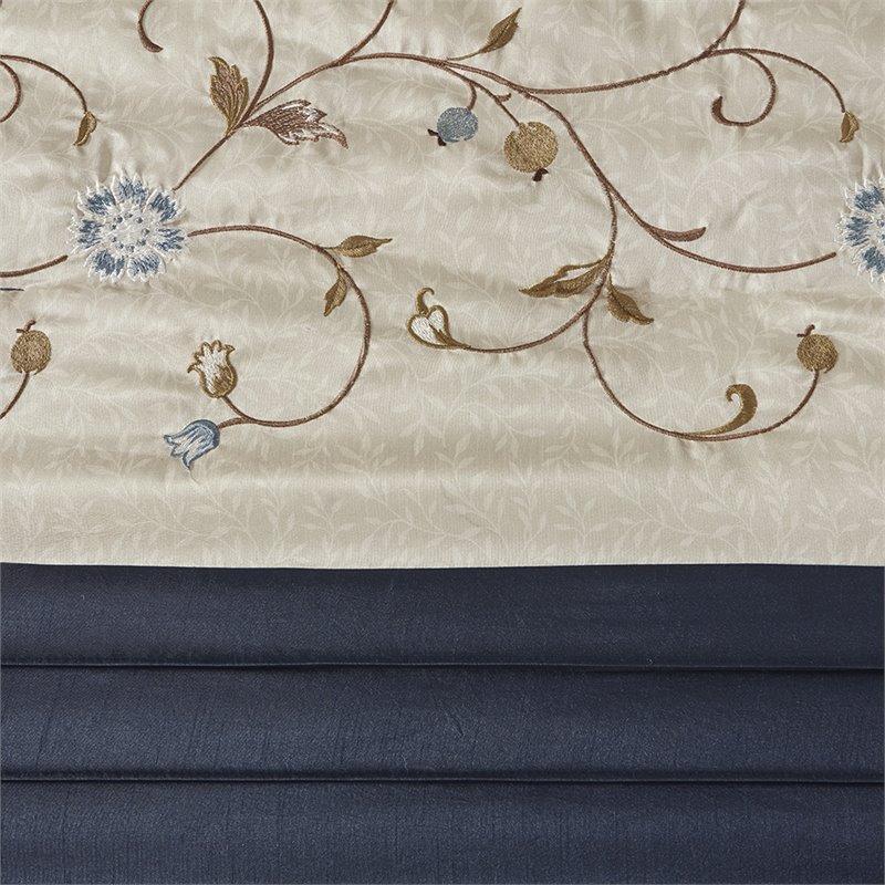 Madison Park Serene 7-Piece 100 Percent Polyester Polyoni Comforter Set in Navy