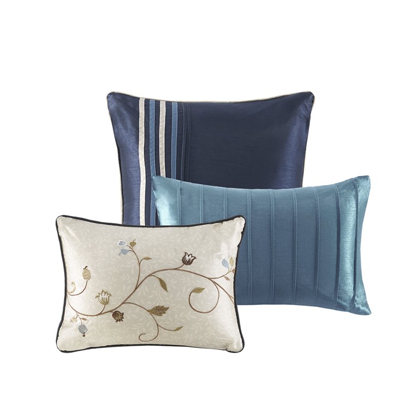 Madison Park Serene 7-Piece 100 Percent Polyester Polyoni Comforter Set in Navy
