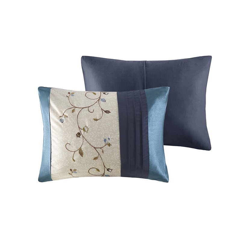 Madison Park Serene 7-Piece 100 Percent Polyester Polyoni Comforter Set in Navy