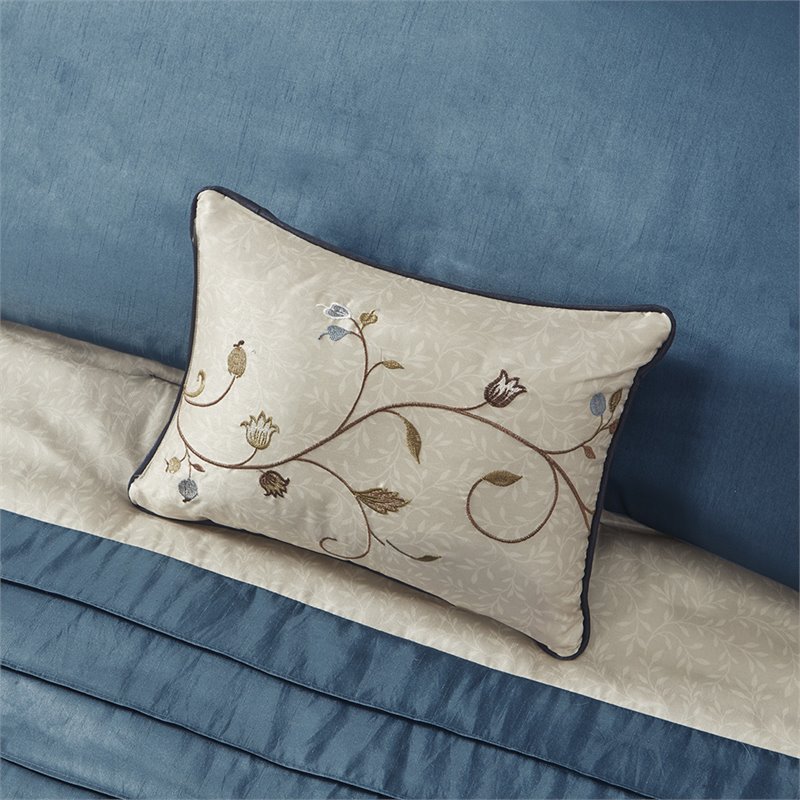Madison Park Serene 7-Piece 100 Percent Polyester Polyoni Comforter Set in Navy