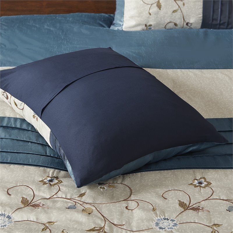 Madison Park Serene 7-Piece 100 Percent Polyester Polyoni Comforter Set in Navy