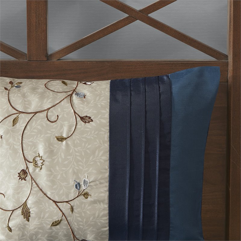 Madison Park Serene 7-Piece 100 Percent Polyester Polyoni Comforter Set in Navy