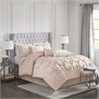 Madison Park Laurel 7-Piece Polyester Pieced Pleated Comforter Set in Pink