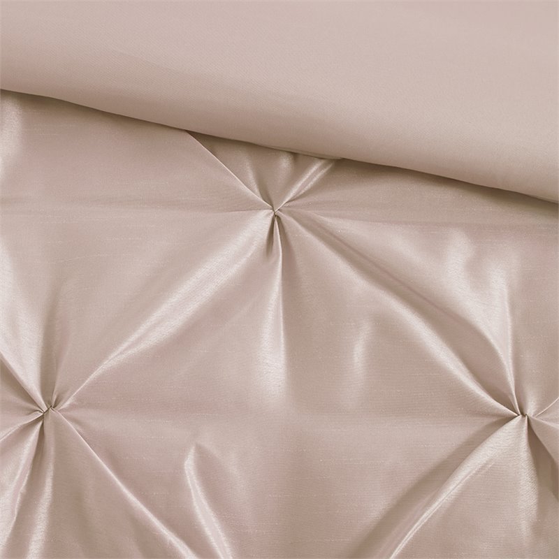 Madison Park Laurel 7-Piece Polyester Pieced Pleated Comforter Set in Pink