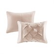 Madison Park Laurel 7-Piece Polyester Pieced Pleated Comforter Set in Pink