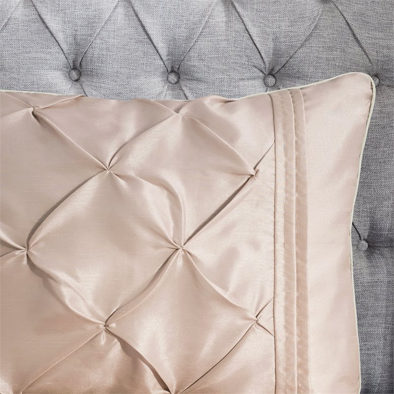 Madison Park Laurel 7-Piece Polyester Pieced Pleated Comforter Set in Pink