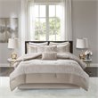 Madison Park Ava 7-Piece Polyester Chenille Pieced Comforter Set in Beige