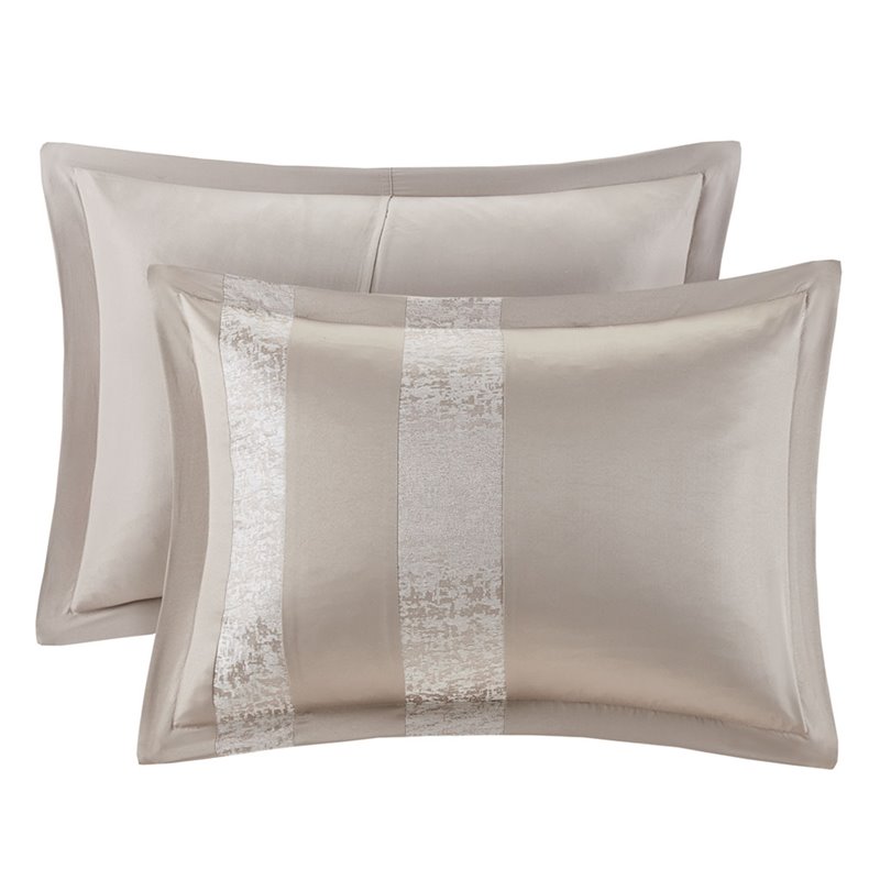 Madison Park Ava 7-Piece Polyester Chenille Pieced Comforter Set in Beige
